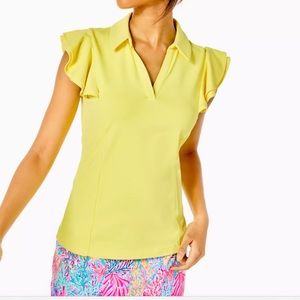 NWT Lilly Pulitzer Luxletic Caddie Polo, M,  Calla Yellow